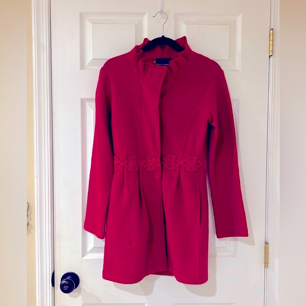 Cynthia Rowley Red Wool Coat Size Small
